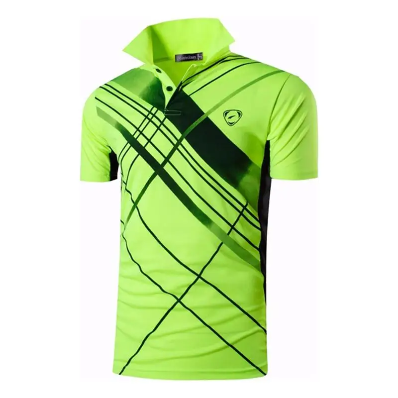 

jeansian Men's Sport Tee Polo Shirts POLOS Poloshirts Golf Tennis Badminton Dry Fit Short Sleeve LSL226 GreenYellow2