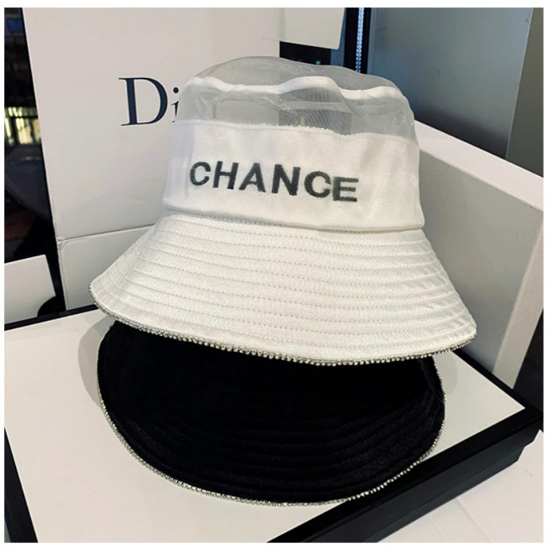 2020 летние брендовые джинсы с вышитыми буквами Стразы Рыбацкая шапка женская