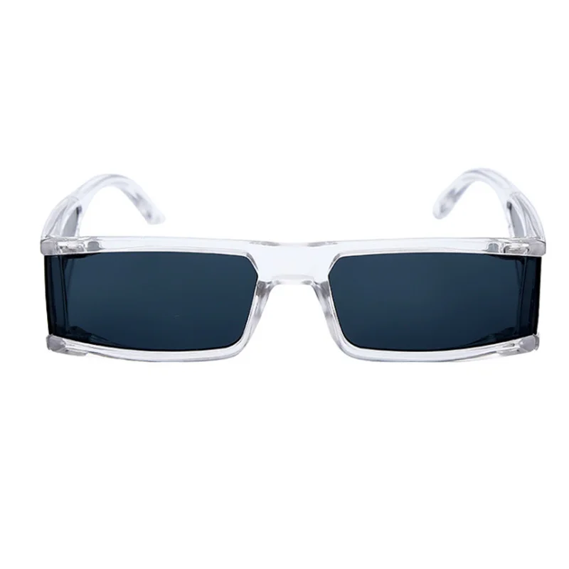 Квадратные женские солнцезащитные очки, мужские трендовые брендовые узкие солнцезащитные очки в ретро стиле, 90 s, черные, Серебристые солнцезащитные очки, UV400, женские, мужские - Цвет линз: CLEARBALCK