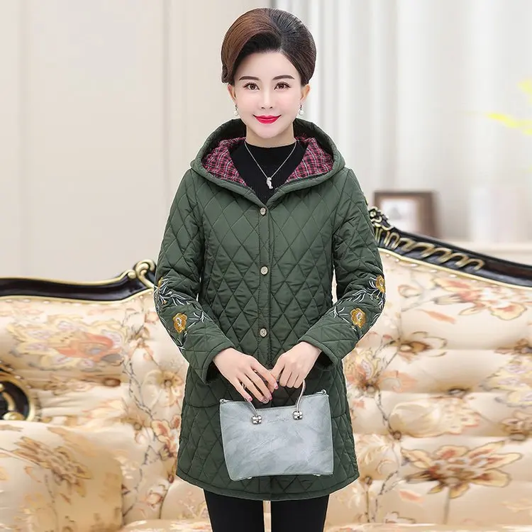 

2019 New Style Middle-aged WOMEN'S Apparels Warm Cotton-padded Clothes Thick Winter Large Size Mid-length down Jacket Cotton-pad