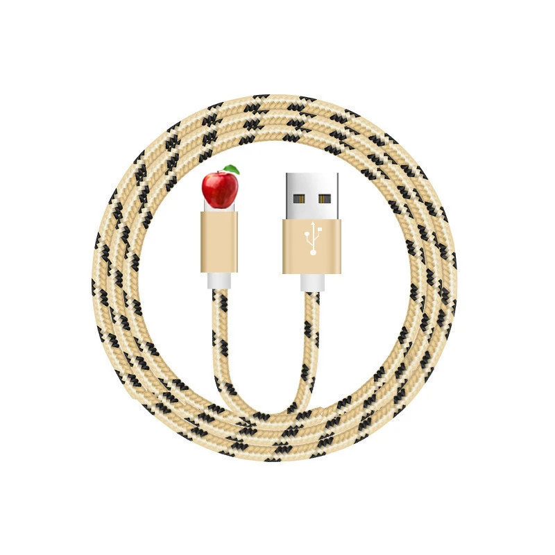 NATTHSWE Tiger кожа плетение USB кабель для передачи данных Быстрая зарядка линия для iPhone X 8 8plus 7 7plus 6s plus 5S iPad - Цвет: Gold