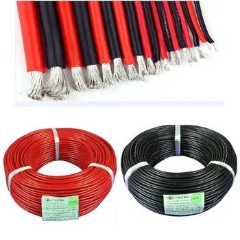

New 12/14/16/18/20/26/28/30 AWG Gauge Wire Flexible Silicone Stranded Copper Cables For RC Black Red