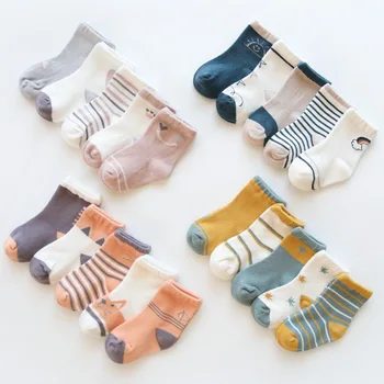 

2019 Autumn Winter New Baby Boy Socks Girl Non-slip Rubber Sole Newborn Socks Children Floor Knee-sock 5 pairs/lot