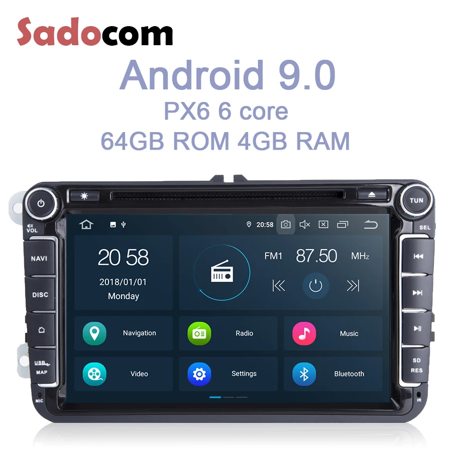 Автомобильный DVD-проигрыватель PX6 IPS 2 din 8 дюймов Android 10 0 Core 4 Гб ОЗУ 64 ПЗУ RDS