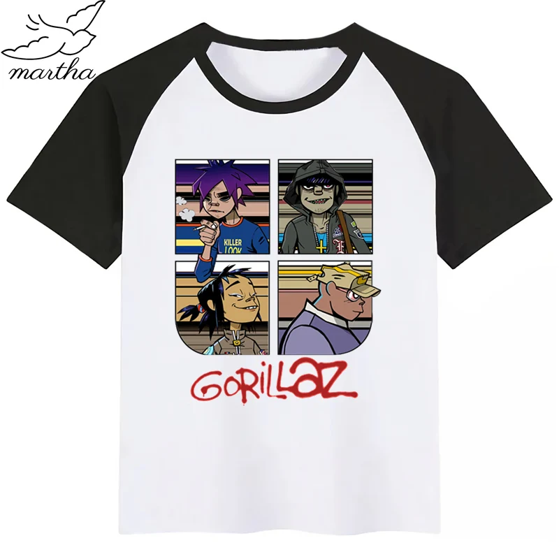 BoysGirls Gorillaz/футболка с принтом героев мультфильмов; детская забавная одежда; детская летняя футболка с короткими рукавами для малышей