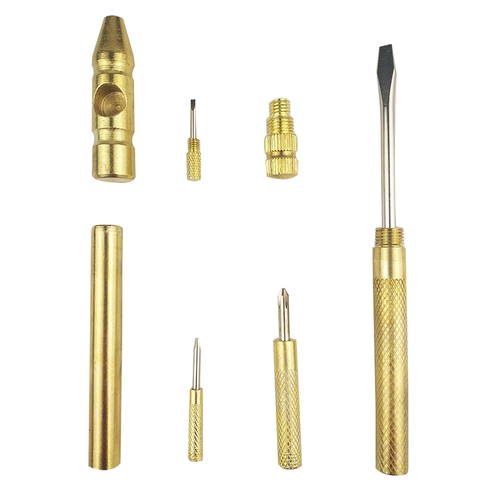 LAMEZIA More Function Mini- Small Copper Safety Hammer Screw Driver Household Woodworking Rescue Tool