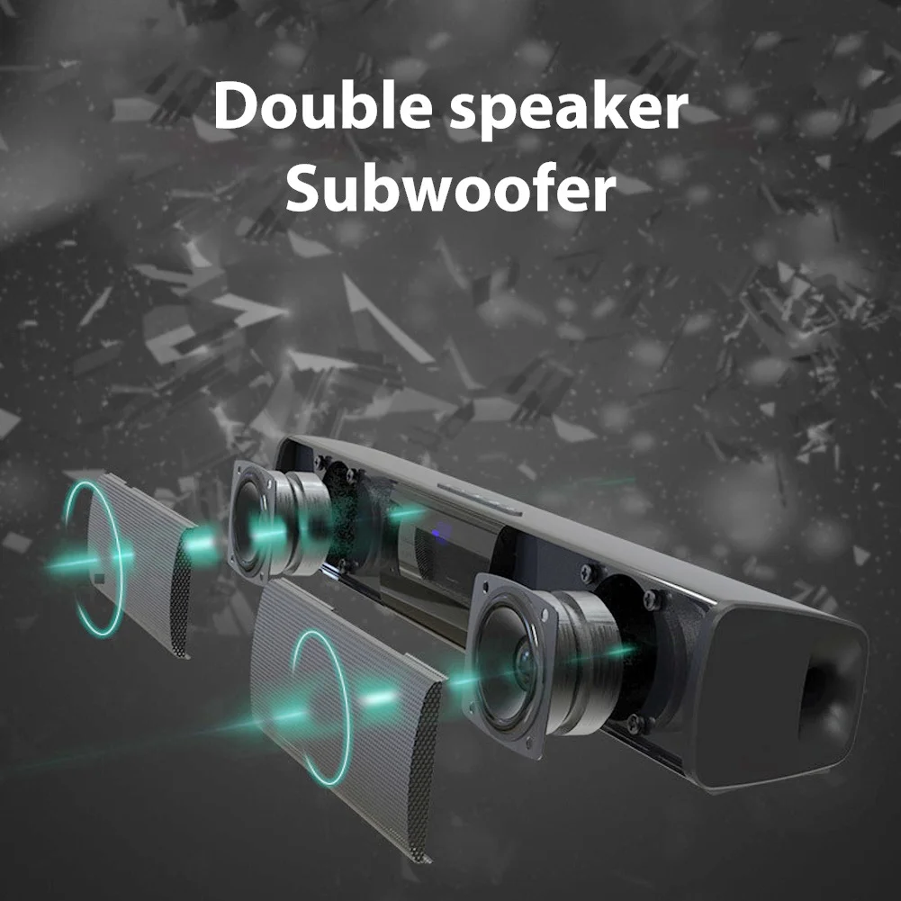 Home Theater Long Soundbar FM Radio Subwoofer Stereo Wireless Bluetooth Home Surround SoundBar Speaker for PC Theater TV