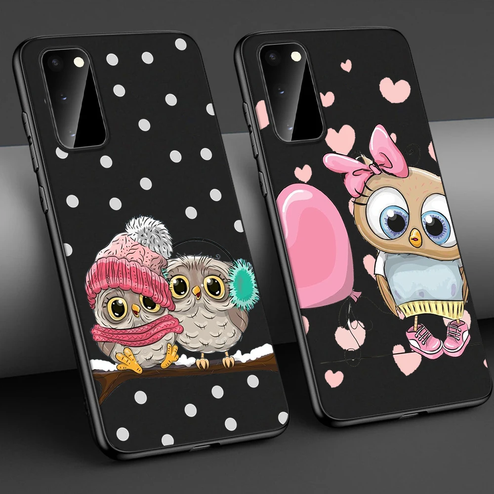Чехол-накладка для Samsung A50 A51 A71 A40 A70 A20 A20E S10 S20 S9 S8 S7 Edge Ultra Puls Note 10 9 8 Plus мягкий с совой