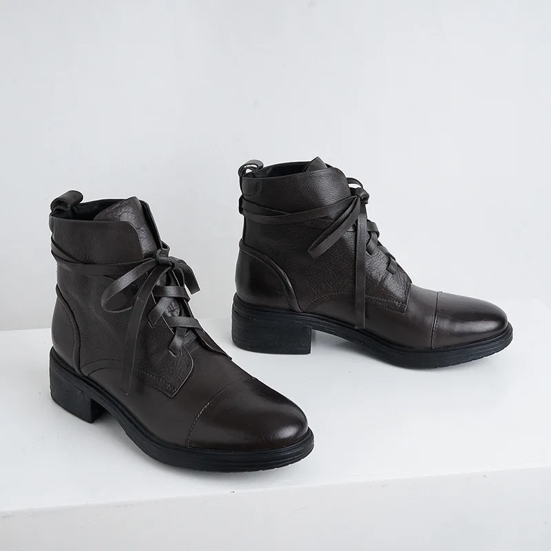 

England Wind Short 2020 Circle Head Foot Ring Bandage Waterproof Platform High Deep And Thick With Martin Boots Woman