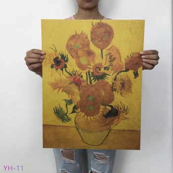 

Van Gogh Monet oil painting poster kraft paper retro art poster cafe living room home decoration painting core YH-11-20