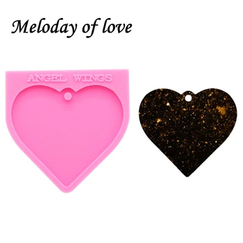 

Shiny Love/heart shape molds for keychains DIY epoxy model resin keychain mold silicone rubber DY0136