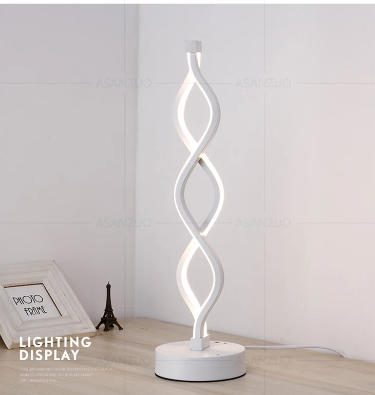 Description Picture 5 of itemModern LED black white Ring 8-shaped table lamp Nordic bedroom bedside reading desk lamp home decor living room lighting fixture