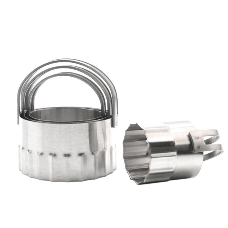 4 шт./компл. Нержавеющая сталь круглый печенье фрезы с рифленая края для приготовления печенья мусс кольцо Fondant(сахарная) резак для Кухня для выпечки