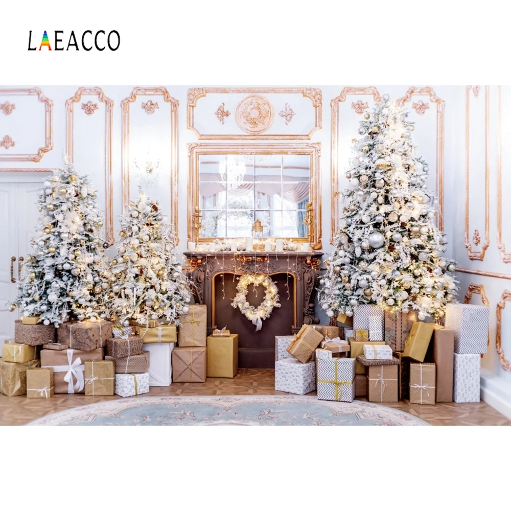 

Laeacco Merry Christmas Photography Backdrop Personalized Interior Fireplace Photocall Photographic Backgrounds For Photo Studio