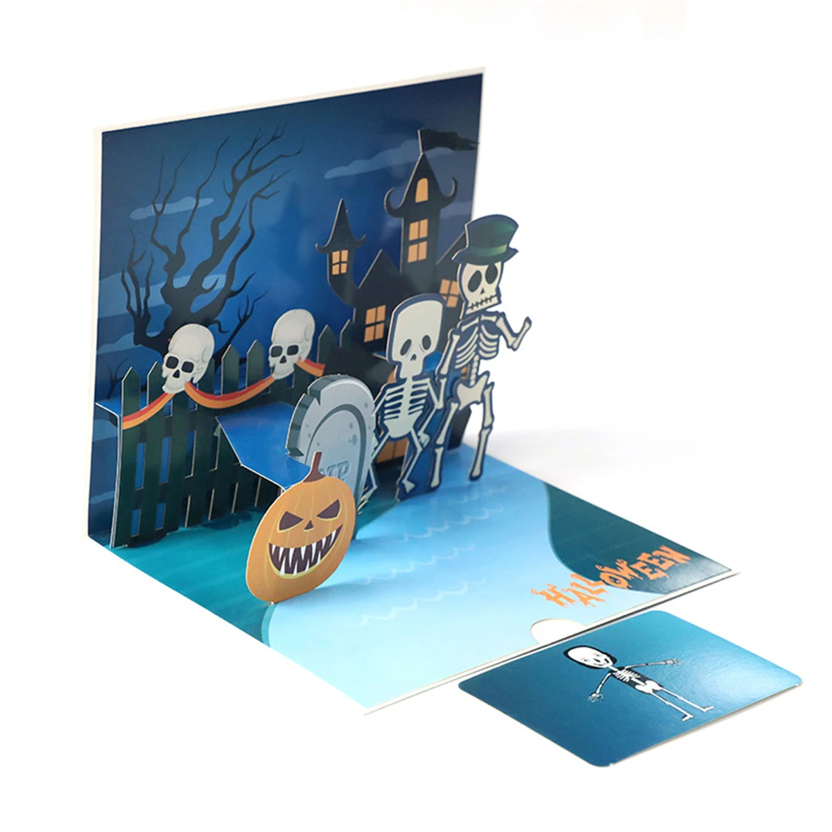  2019 Halloween Skull Pumpkin Kids DIY Invitations Laser Cut 3D POP UP Greeting Folded Card Tri-Fold - 4000089900859