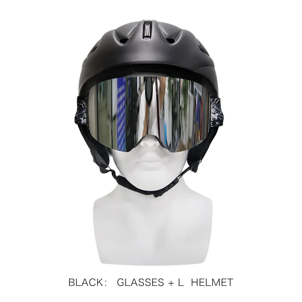 Лыжный шлем и очки из двух частей UV400 Серебро плюс двухслойные противотуманные защитные очки - Цвет: L Helmet with lens