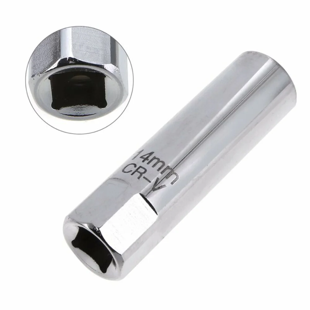 1pc Spark Plug Socket Auto Silver 14mm Removal For BMW/Nissan/Mercedes