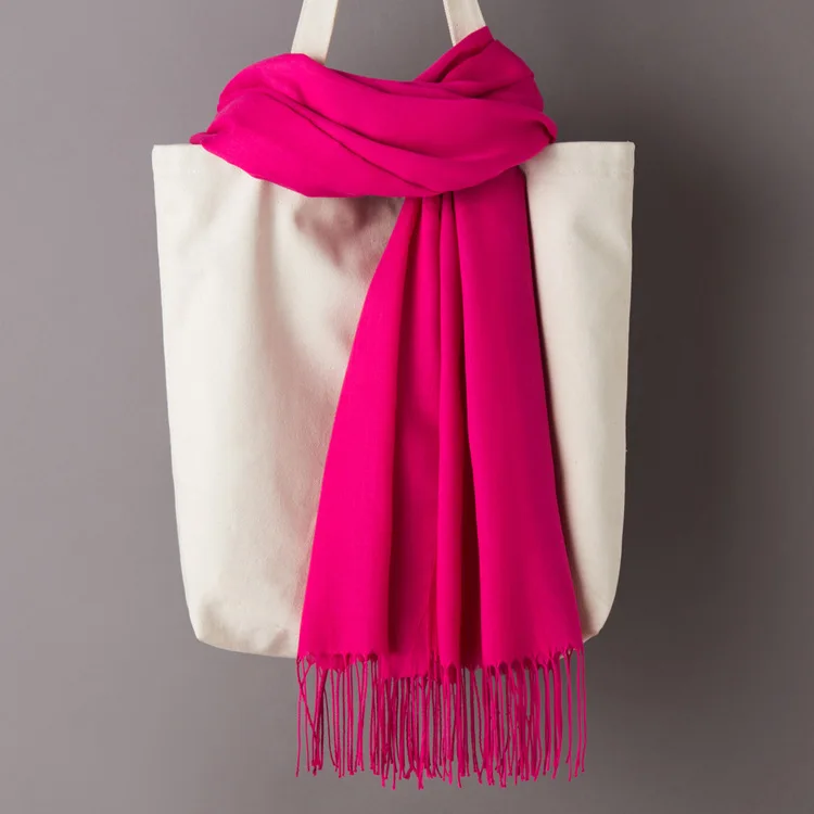 Rose red Scarf Женские однотонные кашемировые шарфы с кисточками, осень, новые мягкие теплые шарфы для девушек и женщин, тонкий длинный шарф, Женская шаль, мужской шарф - Цвет: Rose red Scarf