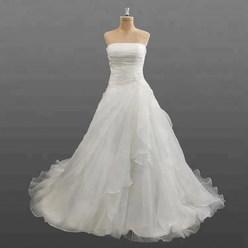 Alilove /A Line/Strapless/White/Simple/New/Style/Big Size/Sexy/Bridal/Bride Wedding Dress Lace/Luxury/Sleeveless/Backless