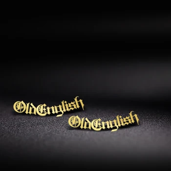 

Personalized Personalized Name Earrings For Women Customized Nameplate Stud Earring Stainless Steel Old English Style Jewelry