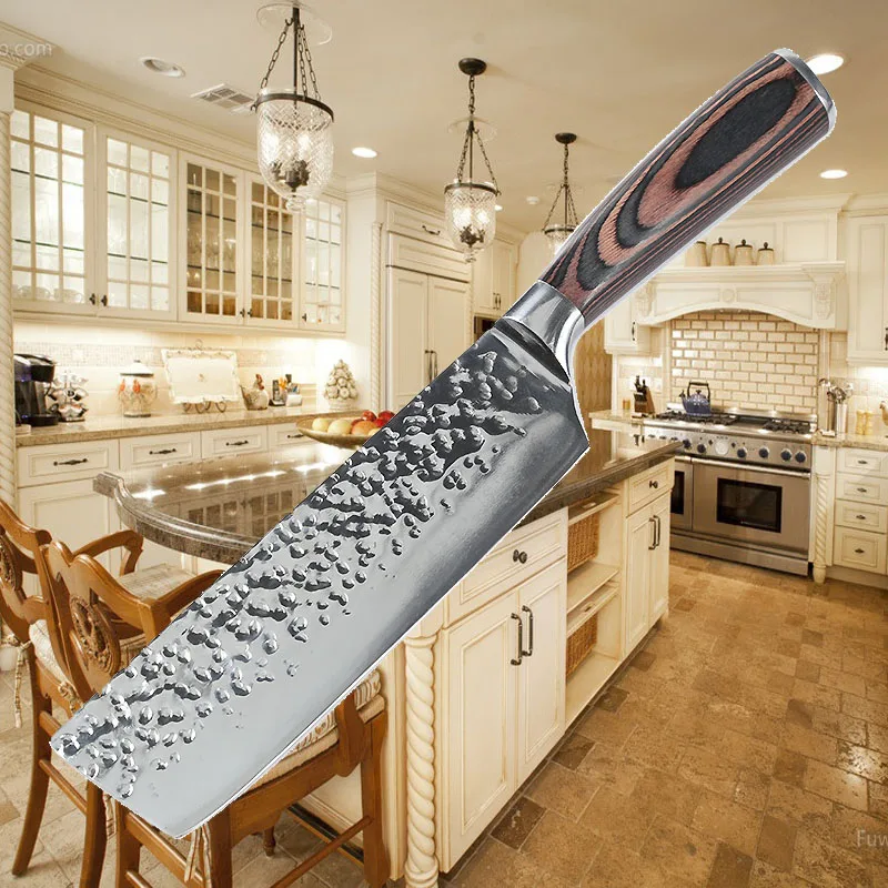

Liang Da 7 Inch Kitchen Chef's Knife High Carbon Stainless Steel Sharp Cleaver Slicing Japan Santoku Knives Ergonomic Equipment