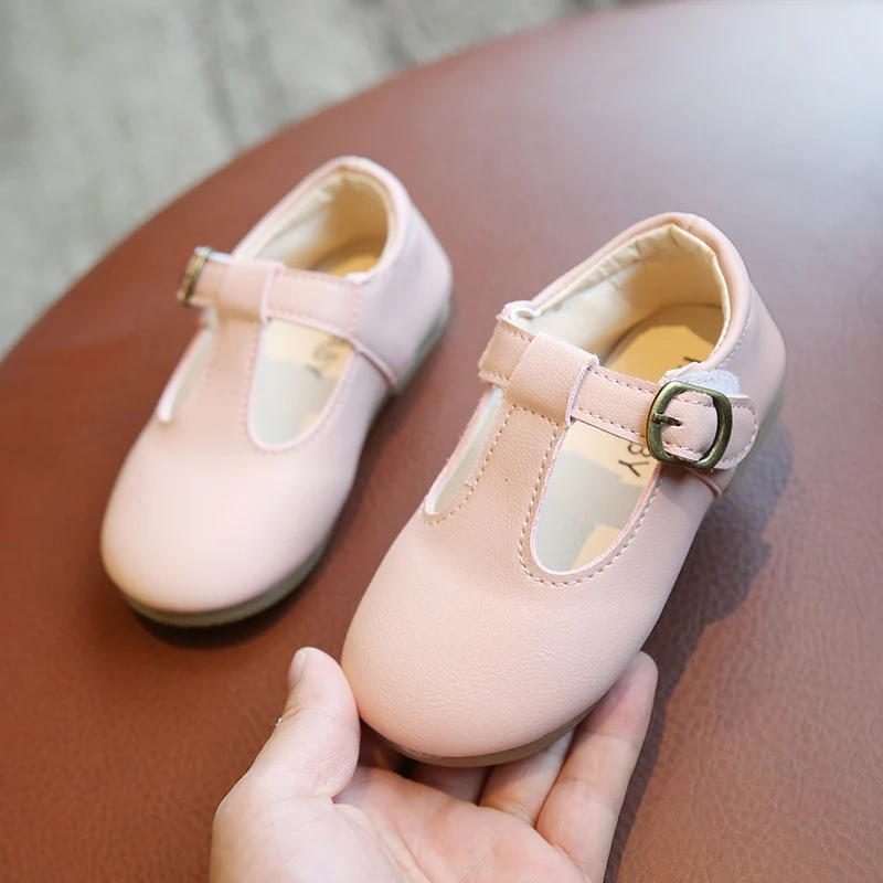 Autumn Girls and Boys Solid PU Leather Sneakers, Kids Breathable Loafer with Flat , size 21-30, for Children 18M to 5Y
