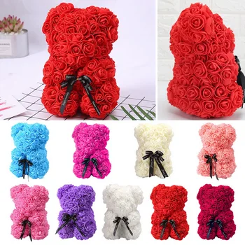 

Valentines Day Gift 25cm Red Rose Teddy Bear Rose Flower Artificial Decoration Christmas Gifts Women Valentines Gift