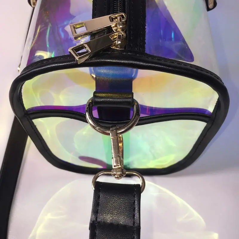 Fashion Travel Bag Women Large Capacity Portable PVC Shoulder Bag Holographic Weekend Luggage Tote