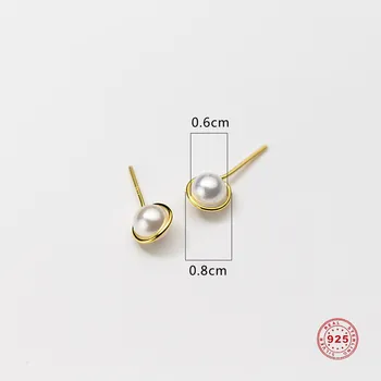 

Doreen Box 925 Sterling Silver Fashion Earrings Small Fresh Golden Shell Synthetic Pearl Simple Ear Jewelry for Women 1Pair