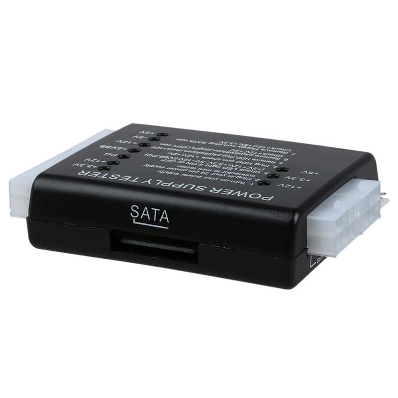 Горячая 20/24-контактный Питание тестер для материнской платы ATX/SATA/HDD, черный