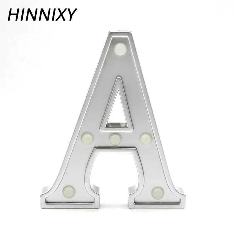 Hinnixy, 26 букв, светодиодный, серебристый, декоративный, Ночной светильник, алфавит, на батарейках, для дня рождения, вечеринки, Ночной светильник, подарок на день Святого Валентина