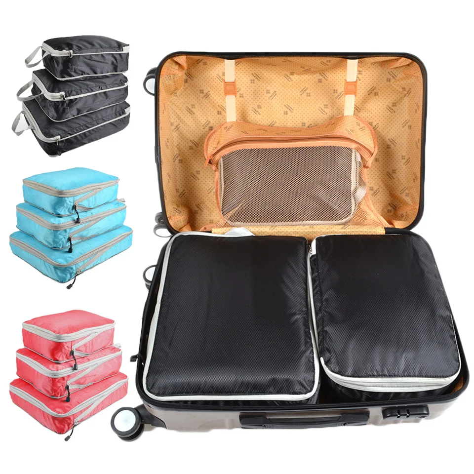 

3 PCS Storage Bag set for Suitcase Waterproof Cloth Tidy Organizer Classification Pouch for Travel Shoes Packing Cube Wardrobe B