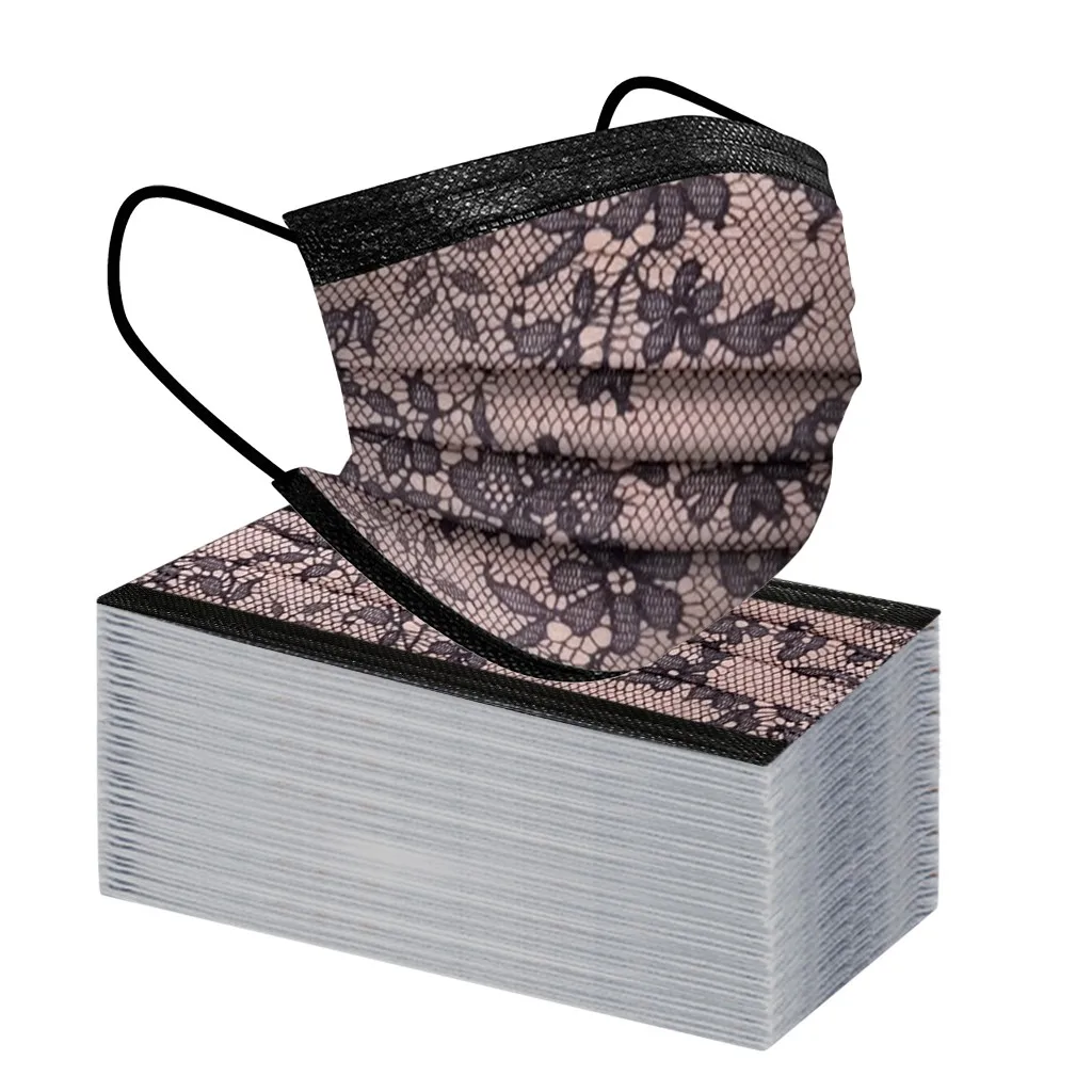 10 шт. кружевная дышащая маска с принтом для взрослых | Тематическая одежда и