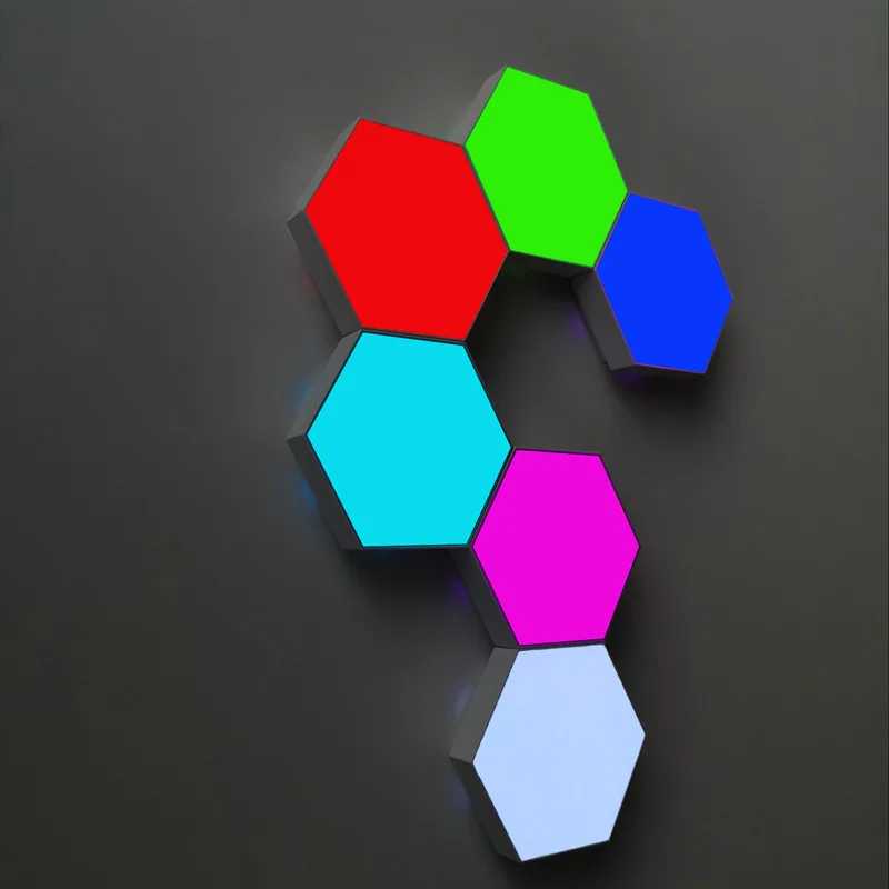 

Creative New USB quantum lamp splicing hexagonal wall lamp remote control touch double control colorful wall honeycomb lamp