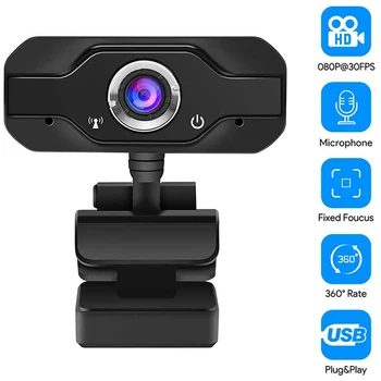 

HD Webcam Mini Computer PC WebCamera USB Driver-Free Built-In Dual Microphones for Live Broadcast Video Calling Conference Work