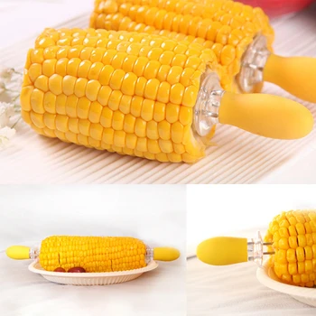 

6PCS Stainless Steel Corn On The Cob Skewer Sweetcorn Holder BBQ Prongl Tools [3]