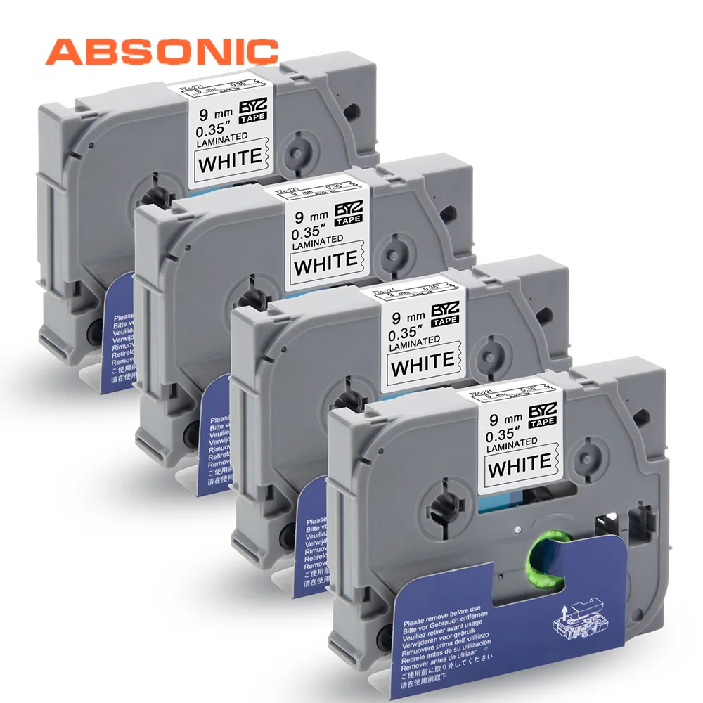Absonic 4 шт. TZe 221 9 мм замена ленты Brother P touch cube PT D210 T H110 D400 D600 H100 P700 этикетка