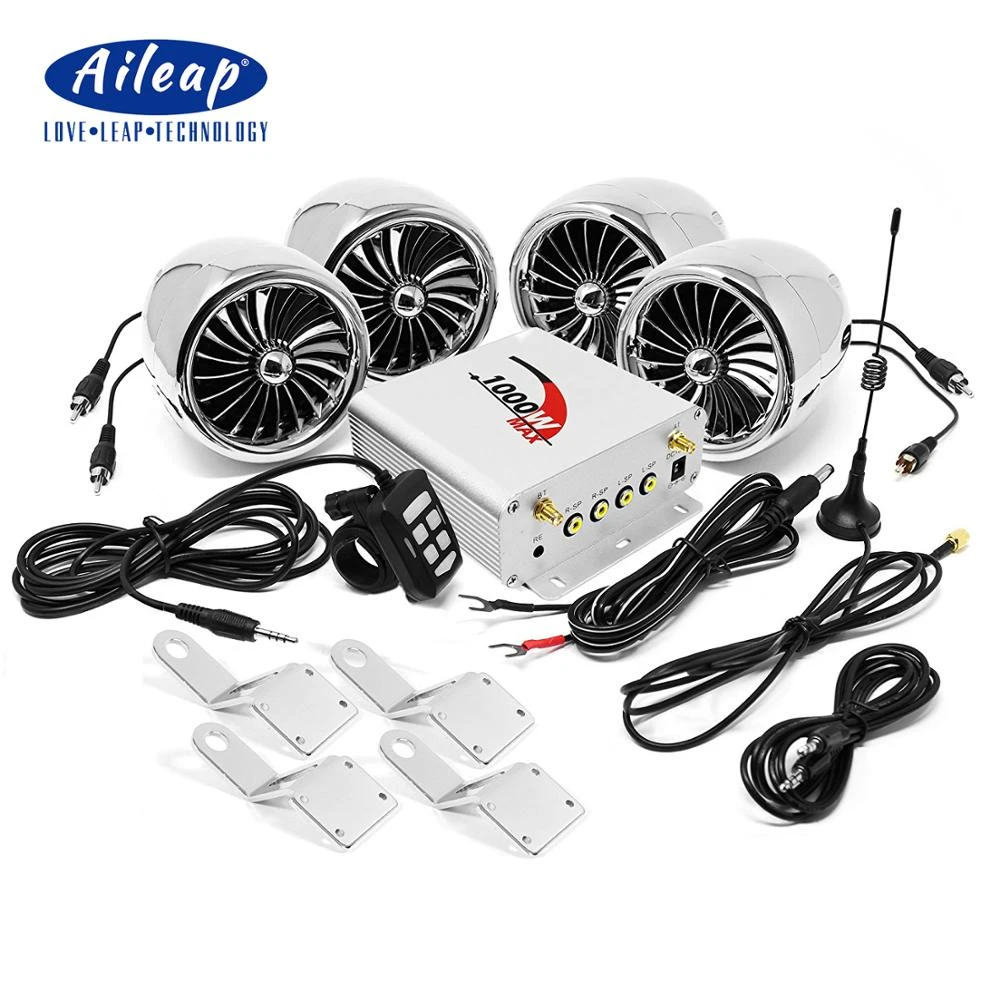 1000w Motocicleta Bluetooth 4 Altavoces Estéreo Usb Fm Atv 1000w Motocicleta Bluetooth 4 Altavoces Estéreo Usb Fm Atv