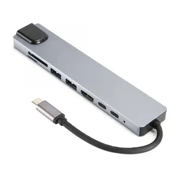 

8-in-1 USB-C To Type-C USB 3.0 Hub HDMI RJ45 Ethernet Mini SDTF OTG Adapter