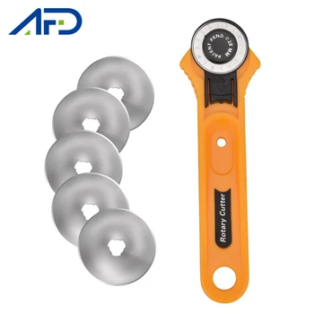 

28mm Rotary Leather Cutter for Cloth Fabric Vinyl Leather Cutting Knife with 5pcs Replacement Blades Leathercraft Cutting Tools