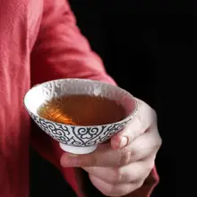 1 шт., 75 мл, ручная роспись, чайный набор, голубой и белый, китайский селадон, фарфор, высокое качество, китайский кунг-фу, чайная чашка