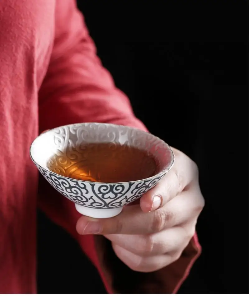 

1 Pcs 75ml Hand Painted Teacup Tea Set Blue And White Chinese Celadon Porcelain High Quality Chinese Kung Fu Tea Cup