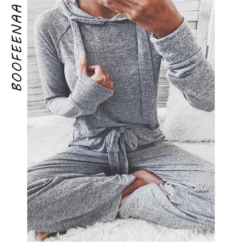 

BOOFEENAA Fitness Tracksuit Women Winter Fall Outfits Two Piece Set Top and Pants Lounge Sports Wear Gym Jogging Suits C38-AG37