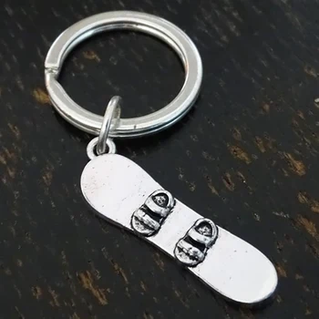

Snowboarder Keychain stainless steel black edc retractable oval shape chain ring connector outdoor entertainment New.