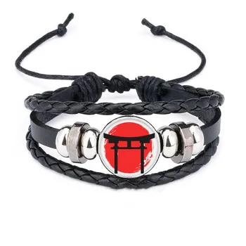 

Shinto Shrine Japan Torii Bracelet Braided Leather Rope Bead Wristband