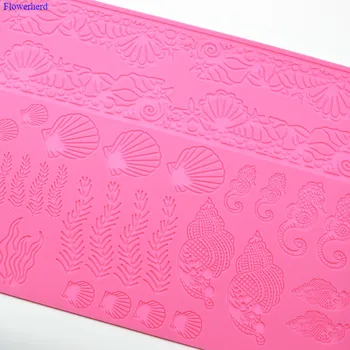 

New Marine Organism Lace Mat Fondant Cake Silicone Mold Birthday Wedding Decoration DIY Chocolate Biscuit Cake Decorating Tools