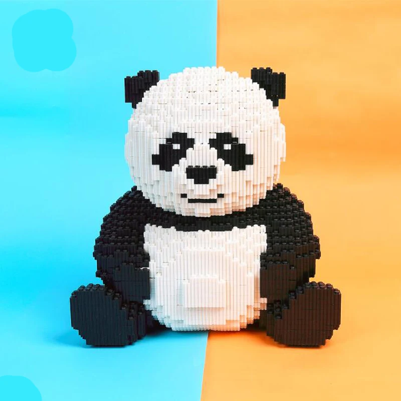 DUZ 8616 Мультфильм Китай медведь кошка панда животное 3D модель DIY Мини строительные блоки кирпичи игрушки для детей 26 см в высоту без коробки