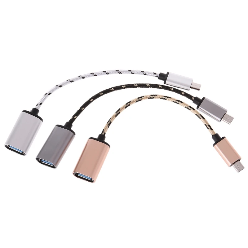 

Micro USB Male To USB Female OTG Adapter Cable Cord Aluminum Alloy Braided Wire DXAC