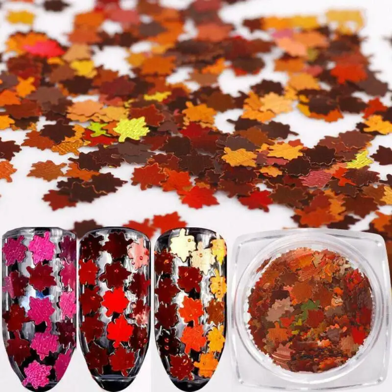 

Colorful Autumn Maple Leaf DIY Manicure Shiny Shape Snowflake Sequins Sequins Glitter Christmas Nails Manicure Decoration