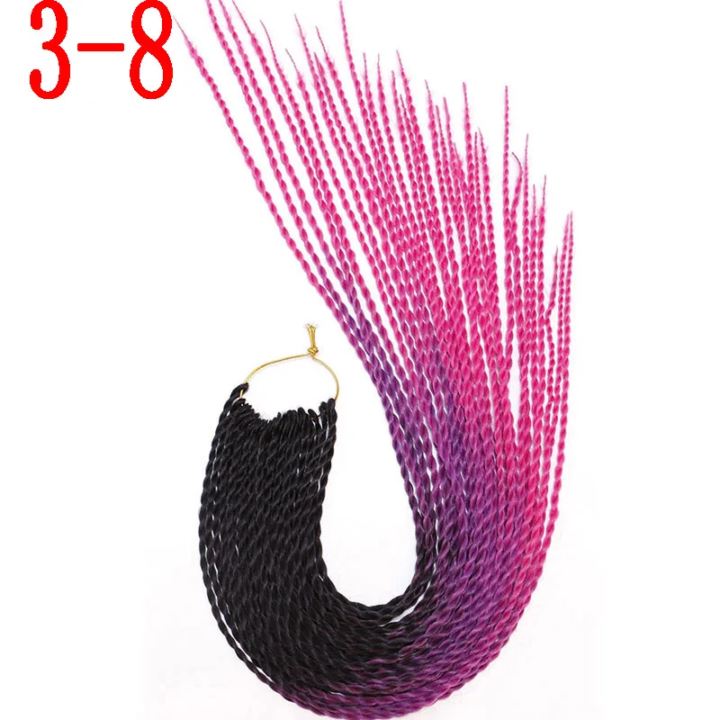 MERISIHAIR Ombre вязанные косички Сенегальские крученые волосы 24 дюйма 30 корней/упаковка синтетические плетеные волосы для женщин серый синий розовый - Цвет: 3-8